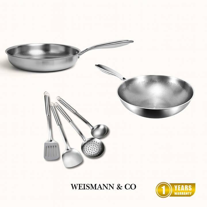 Essential Duo: 2 Pans + Utensils Set